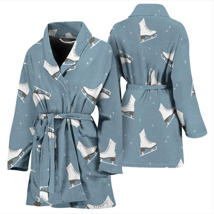 Ice Skate Pattern Print Design 02 Women Bathrobe