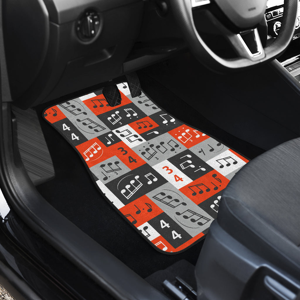 Music Note Design Themed Print Car Floor Mats Front Back