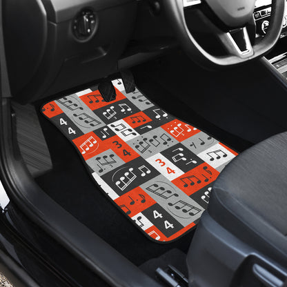 Music Note Design Themed Print Car Floor Mats Front Back