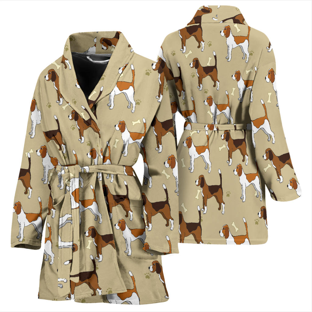 Beagle Pattern Print Design 01 Women Bathrobe