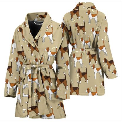 Beagle Pattern Print Design 01 Women Bathrobe