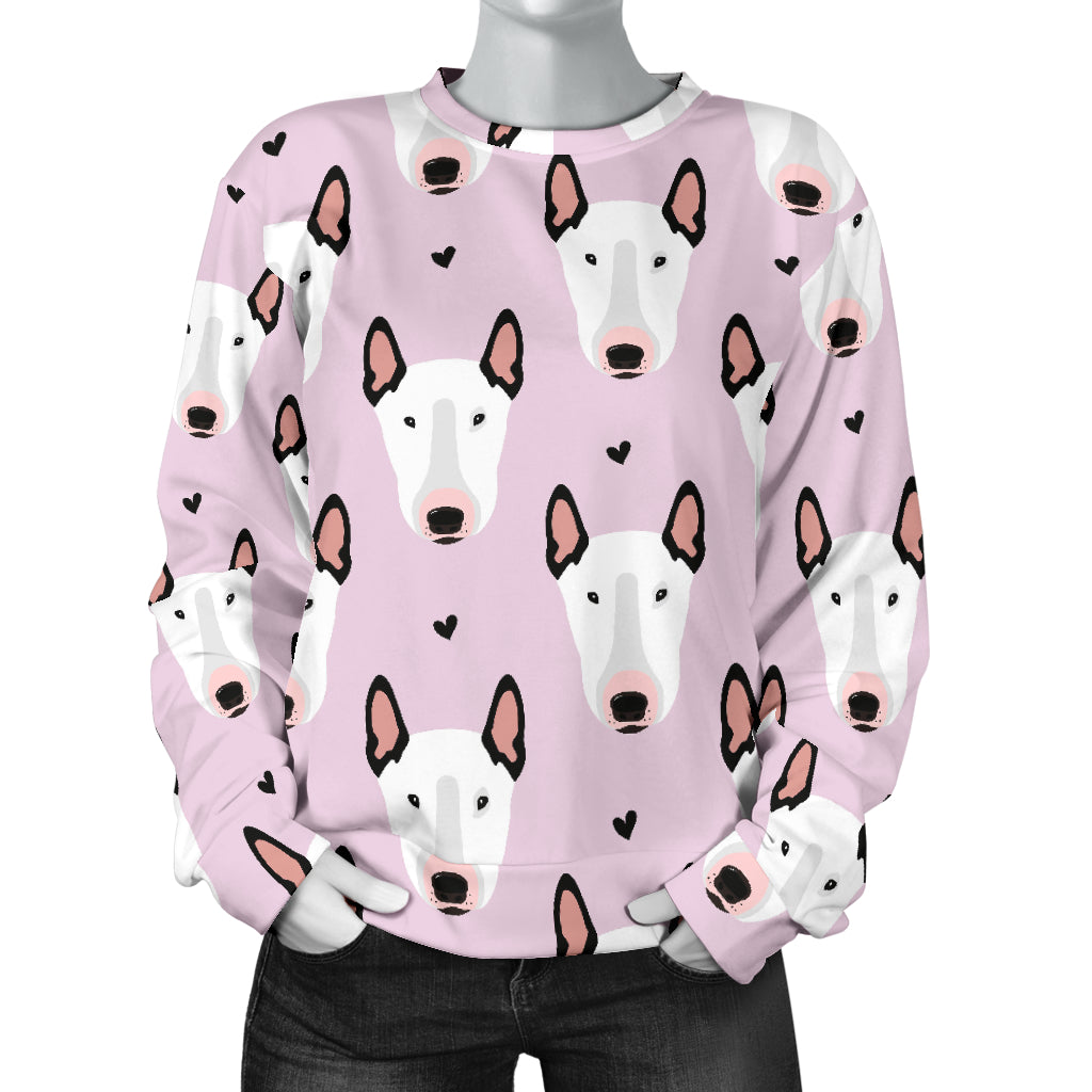 Bull Terrier Pink Print Pattern Women Long Sleeve Sweatshirt