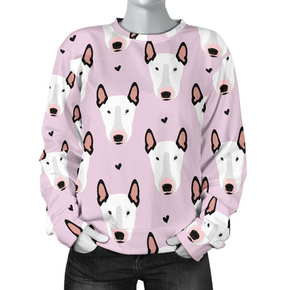 Bull Terrier Pink Print Pattern Women Long Sleeve Sweatshirt