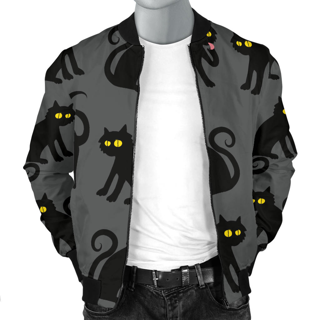 Black Cat Cute Print Pattern Men Bomber Jacket