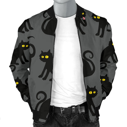 Black Cat Cute Print Pattern Men Bomber Jacket