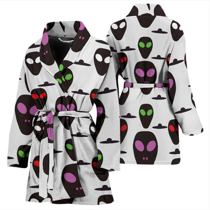 Alien Pattern Print Design 06 Women Bathrobe