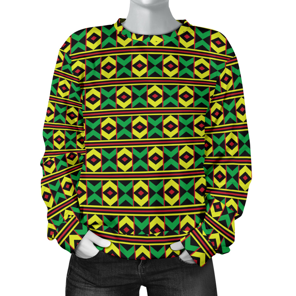 African Geometric Print Pattern Women Long Sleeve Sweatshirt
