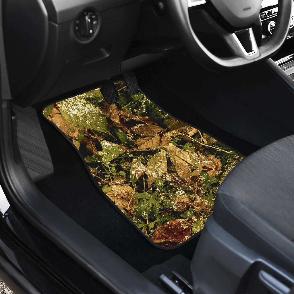 Camo Realistic Tree Forest Texture Print Car Floor Mats Front Back