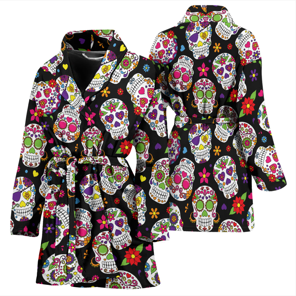 Sugar Skull Print Design LKS302 Women Bathrobe