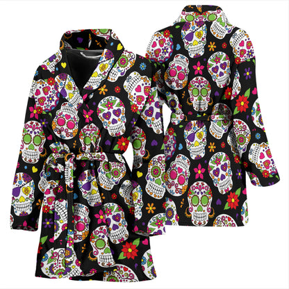 Sugar Skull Print Design LKS302 Women Bathrobe