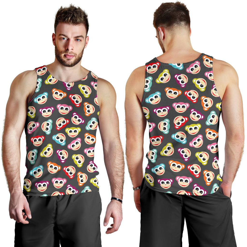 Monkey Head Design Themed Print Men Tank Top
