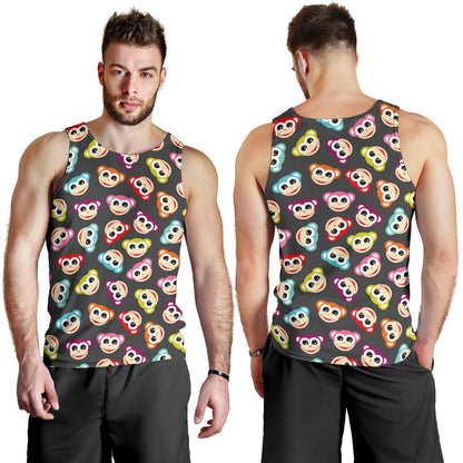 Monkey Head Design Themed Print Men Tank Top
