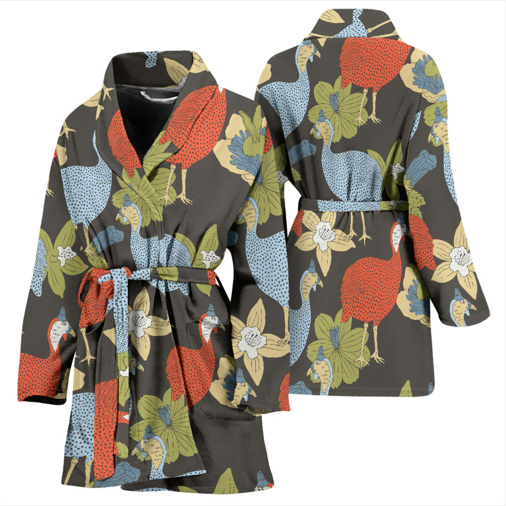 Guinea Fowl Pattern Print Design 02 Women Bathrobe
