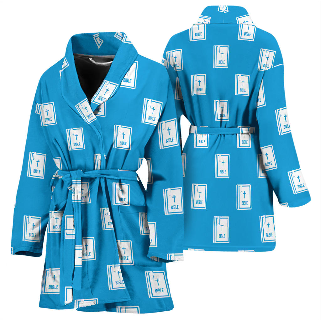 Bible Pattern Print Design 02 Women Bathrobe