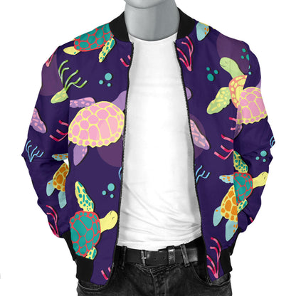 Sea Turtle Color Smile Men Bomber Jacket