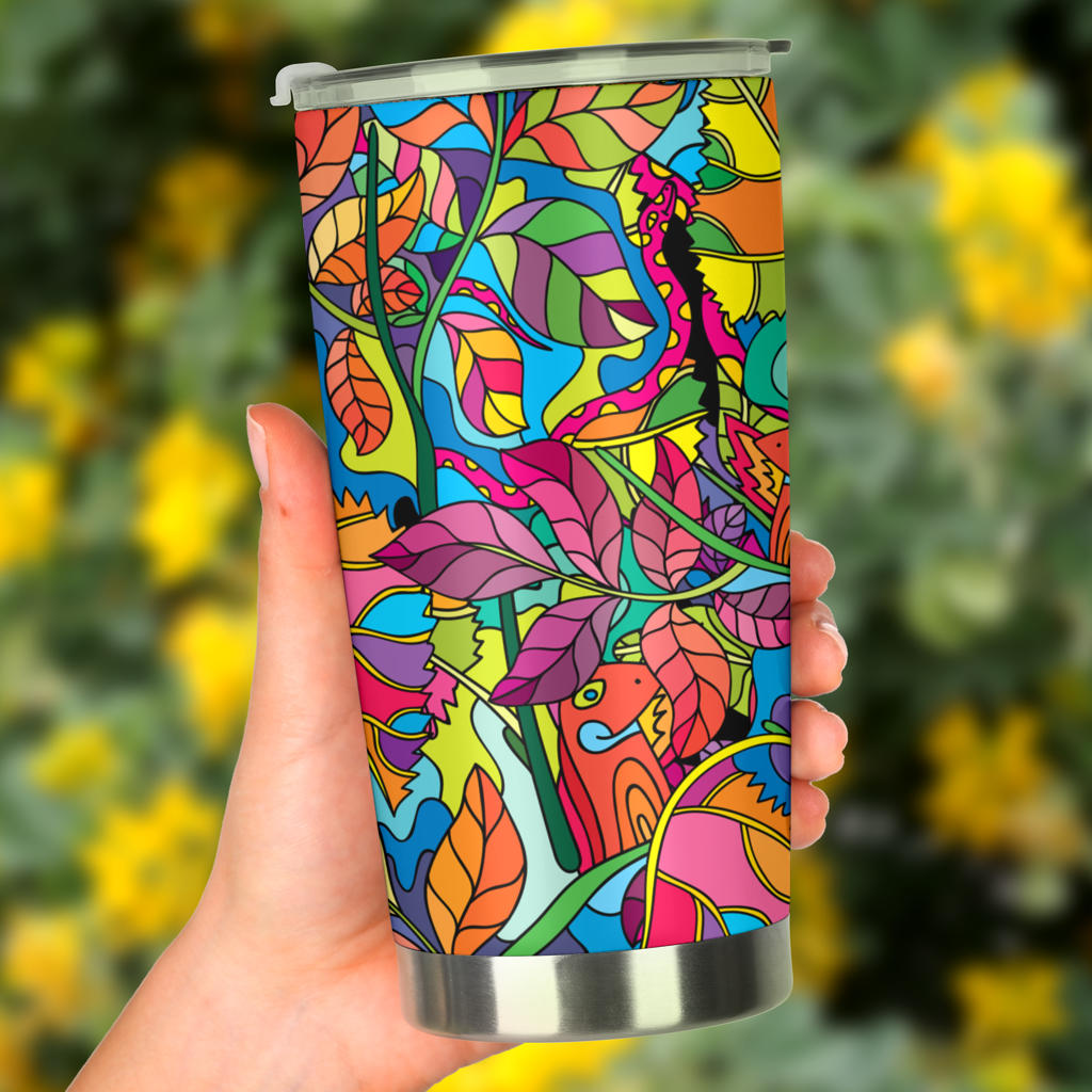 Psychedelic Trippy Flower Print Tumbler