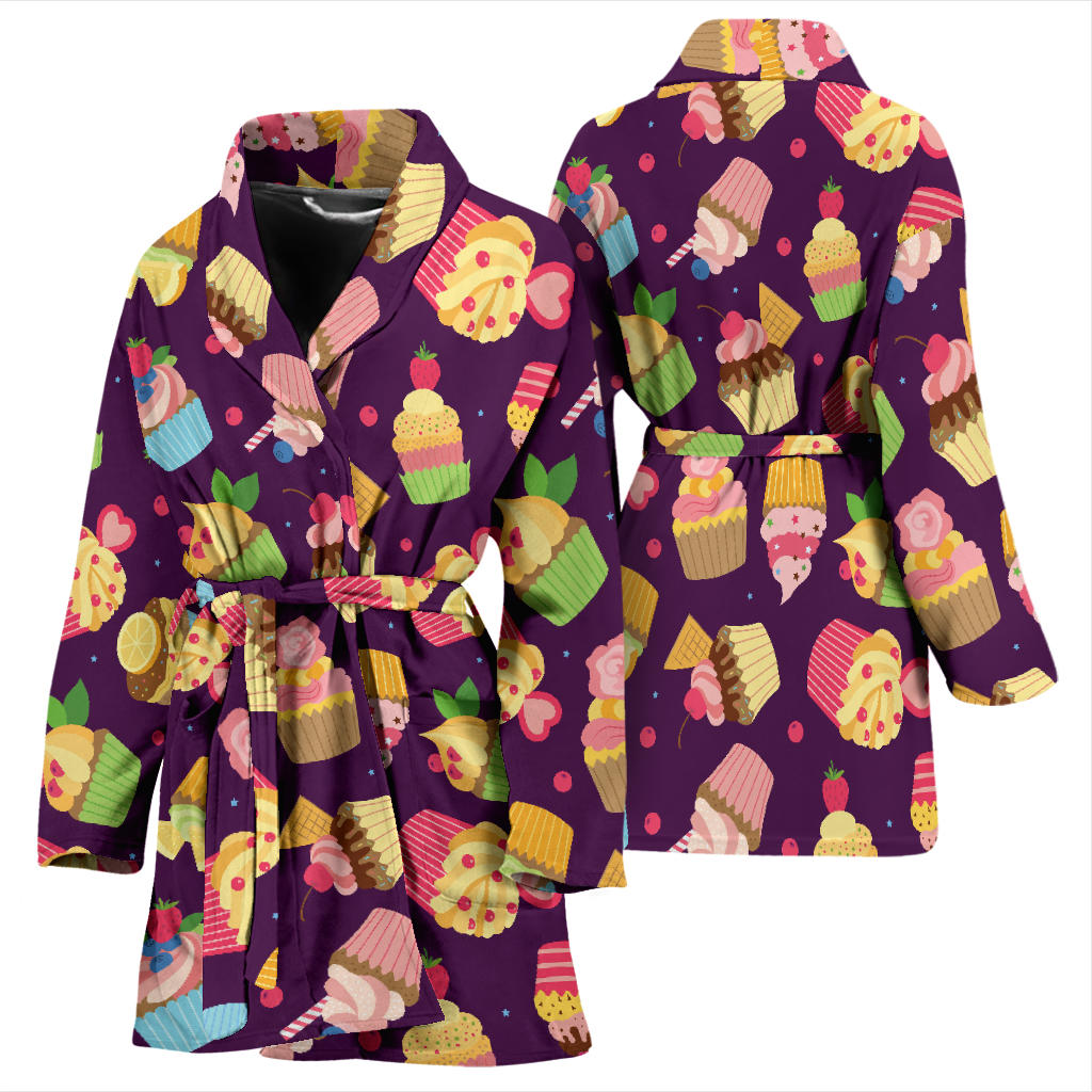 Cupcake Pattern Print Design 05 Women Bathrobe