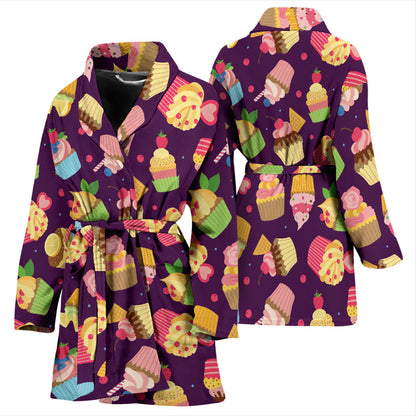 Cupcake Pattern Print Design 05 Women Bathrobe