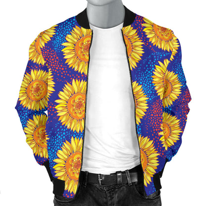 Sunflower Hand Drawn Style Print Men Bomber Jacket