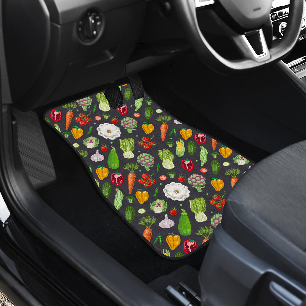 Vegan Pattern Themed Design Print Car Floor Mats Front Back