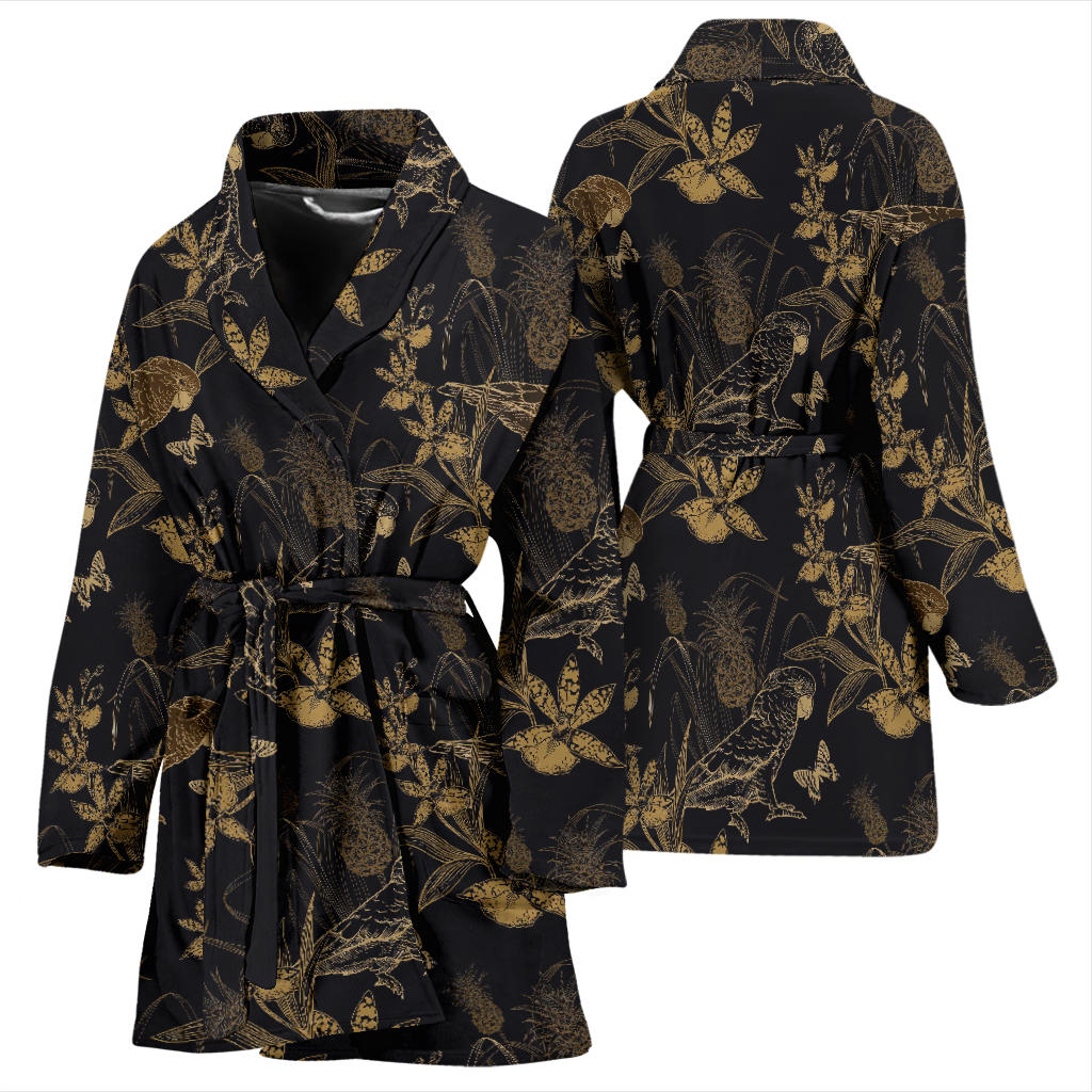 Parakeet Pattern Print Design A05 Women Bathrobe