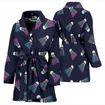 Badminton Ball Pattern Print Design 02 Women Bathrobe