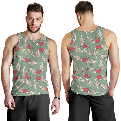 Angel Wings Heart Design Themed Print Men Tank Top