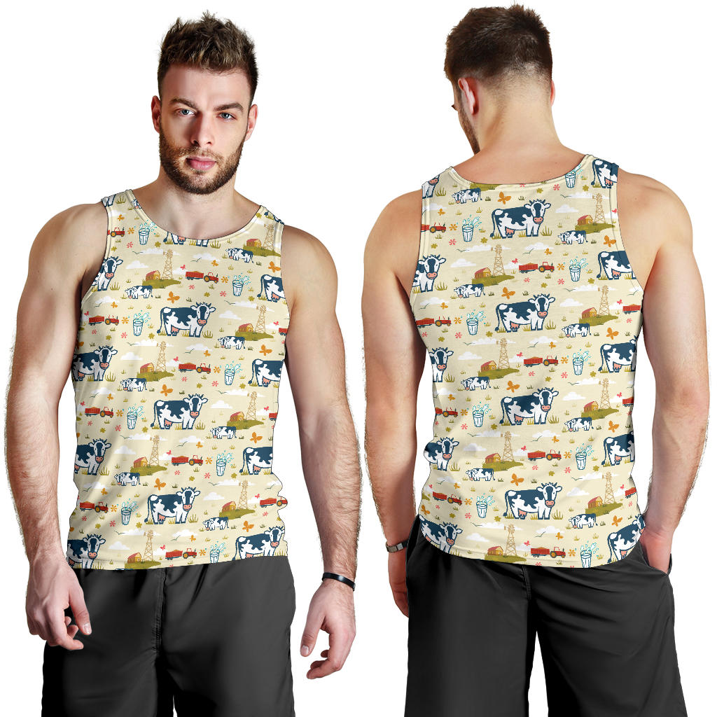 Cow Farm Design Print Men Tank Top