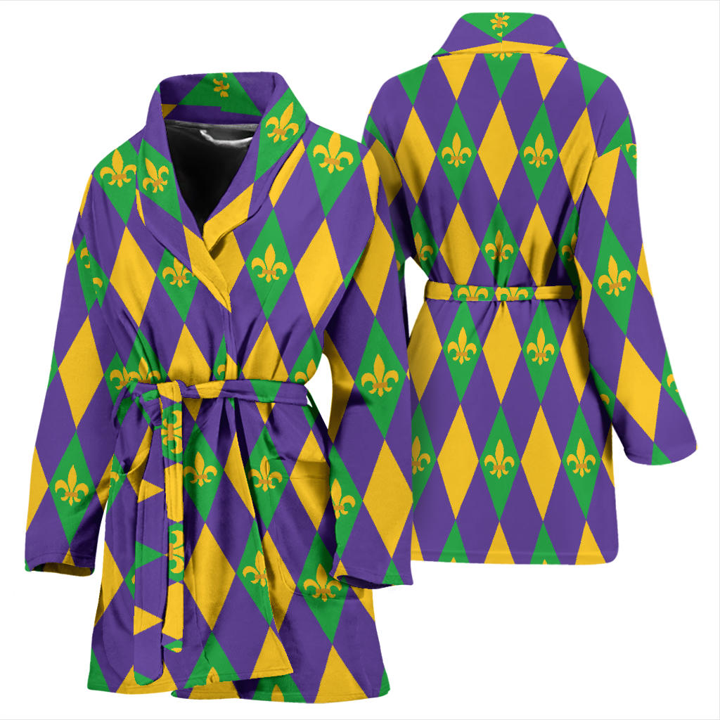 Mardi Gras Pattern Print Design 05 Women Bathrobe