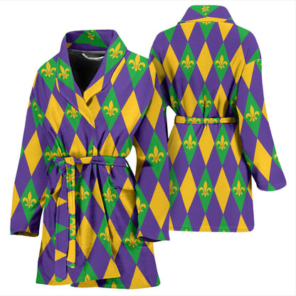 Mardi Gras Pattern Print Design 05 Women Bathrobe