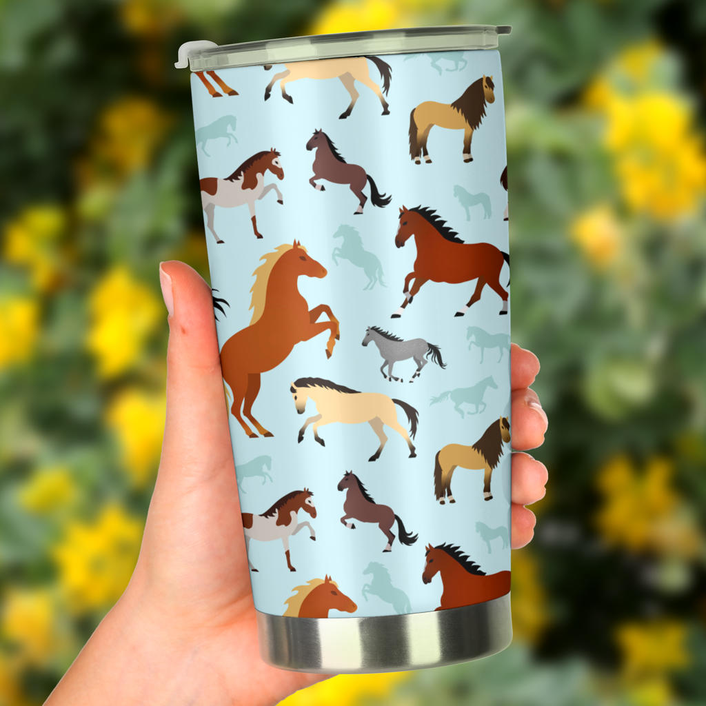 Horse Cute Themed Pattern Print Tumbler