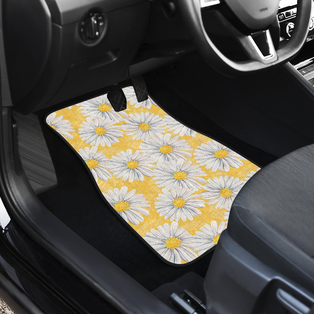 Daisy Yellow Watercolor Print Pattern Car Floor Mats Front Back