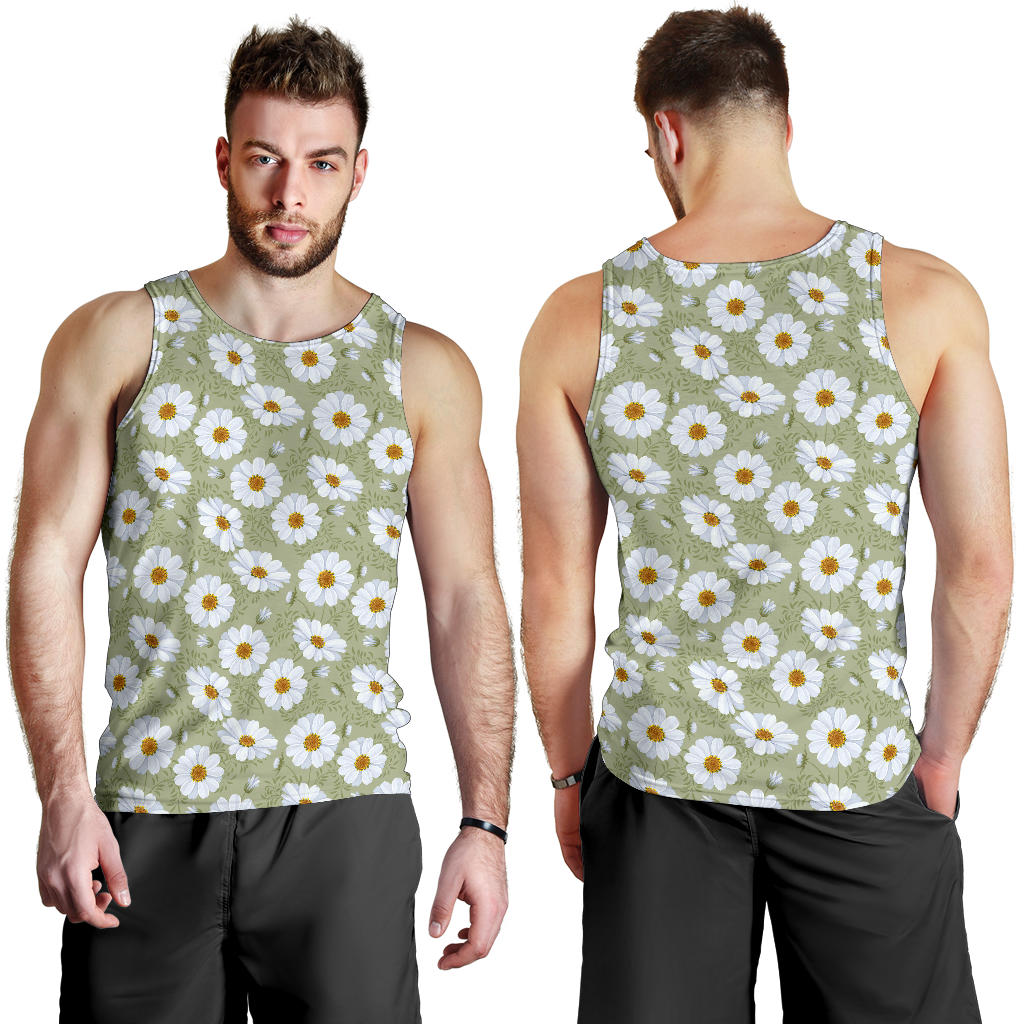Daisy Yellow Print Pattern Men Tank Top