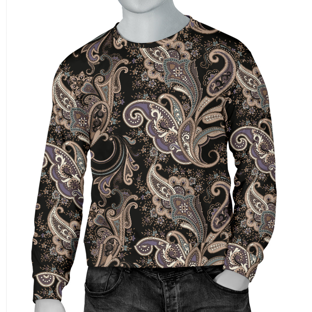 Paisley Mandala Design Print Men Long Sleeve Sweatshirt