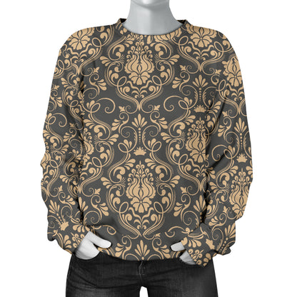 Damask Elegant Luxury Print Pattern Women Long Sleeve Sweatshirt