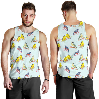 Bird Sweet Themed Print Pattern Men Tank Top