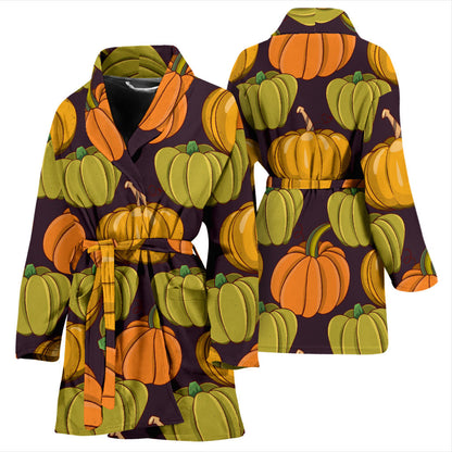 Pumpkin Pattern Print Design A01 Women Bathrobe