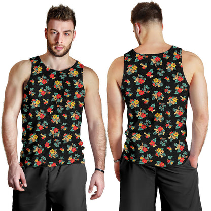 Hawaiian Flower Themed Print Men Tank Top