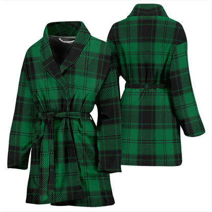 Tartan Green Print Design LKS302 Women Bathrobe