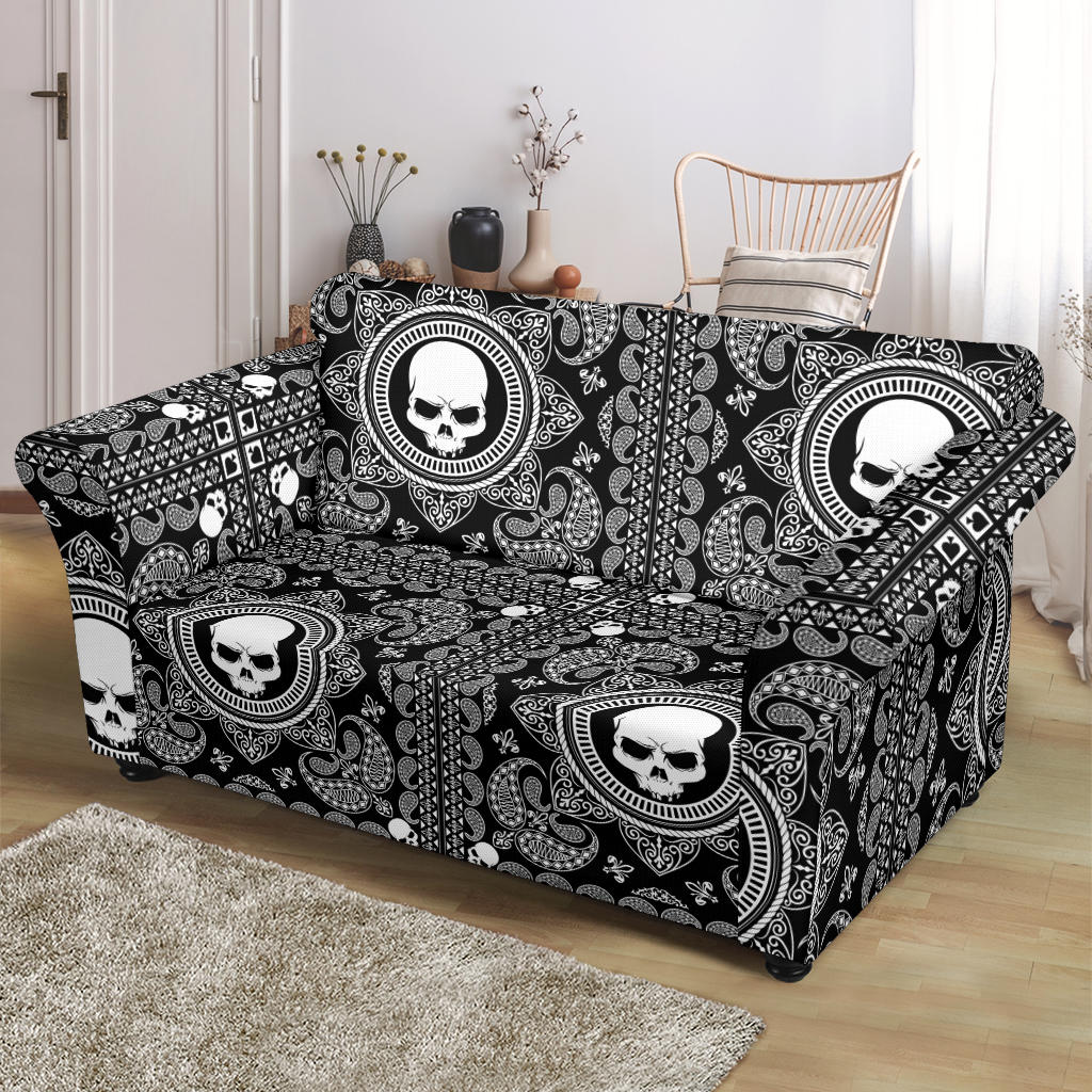 Bandana Skull Print Design LKS303 Loveseat Couch Slipcover