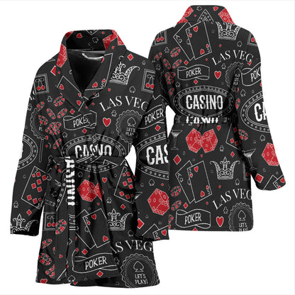 Casino Pattern Print Design 04 Women Bathrobe