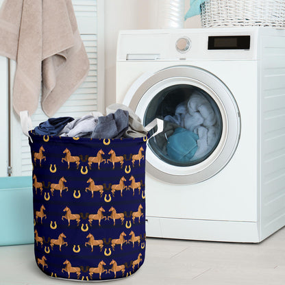 Horse Luxury Themed Pattern Print Laundry Basket