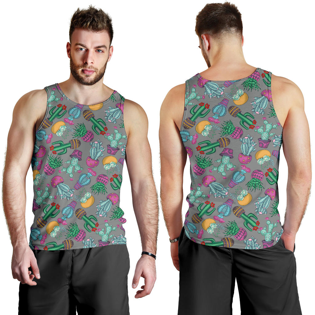 Cactus Colorful Print Pattern Men Tank Top