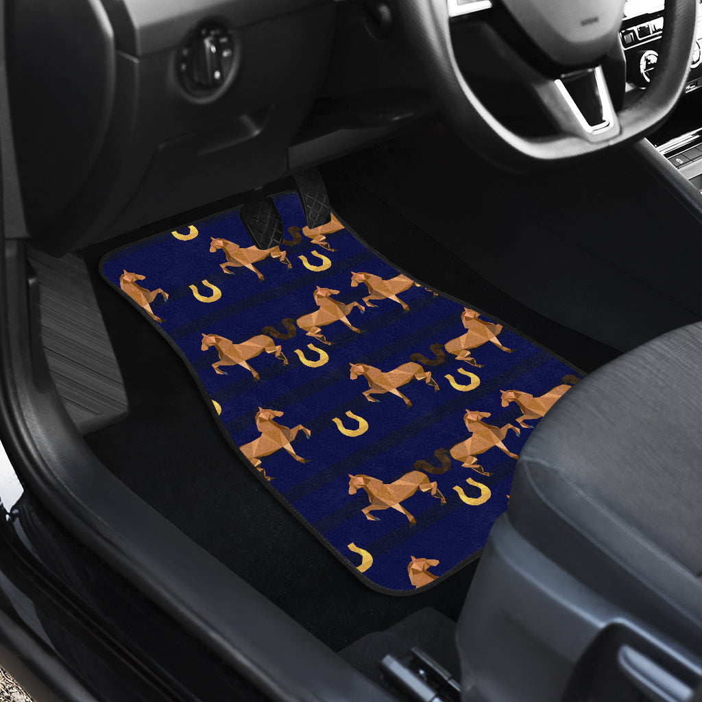 Horse Luxury Themed Pattern Print Car Floor Mats Front Back