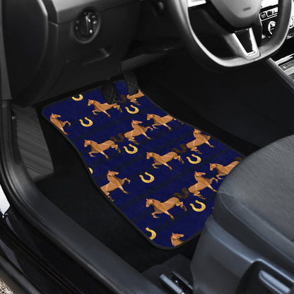 Horse Luxury Themed Pattern Print Car Floor Mats Front Back
