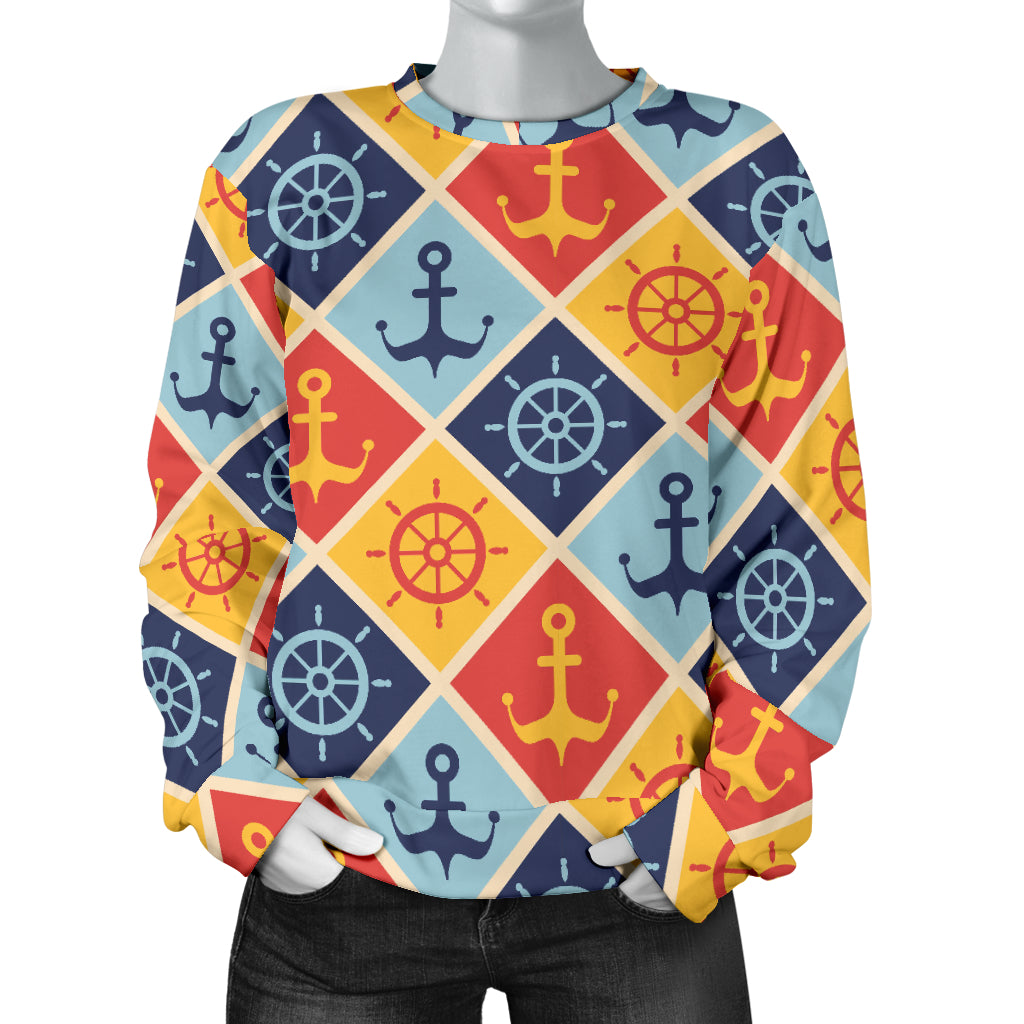 Nautical Pattern Design Themed Print Women Long Sleeve Sweatshirt