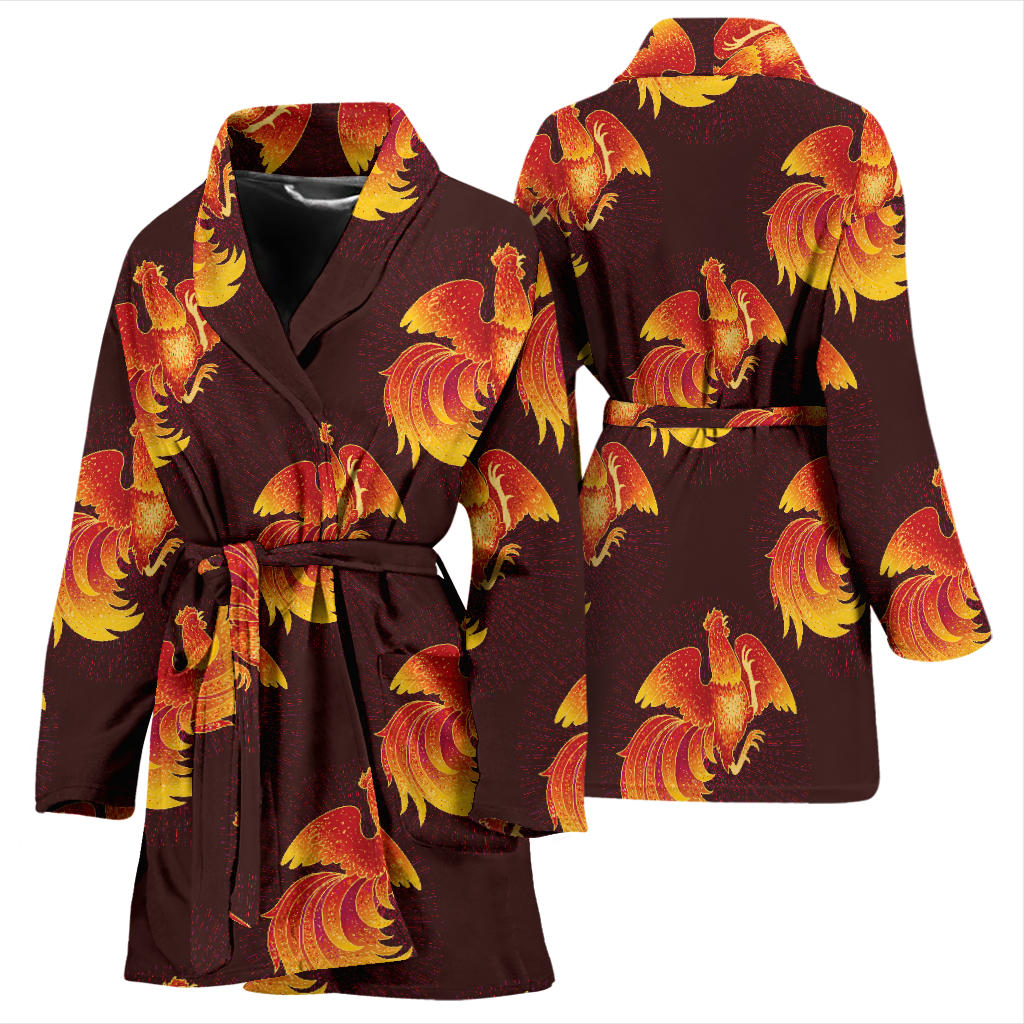 Rooster Pattern Print Design A04 Women Bathrobe
