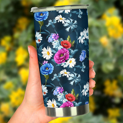 Floral Blue Themed Print Tumbler