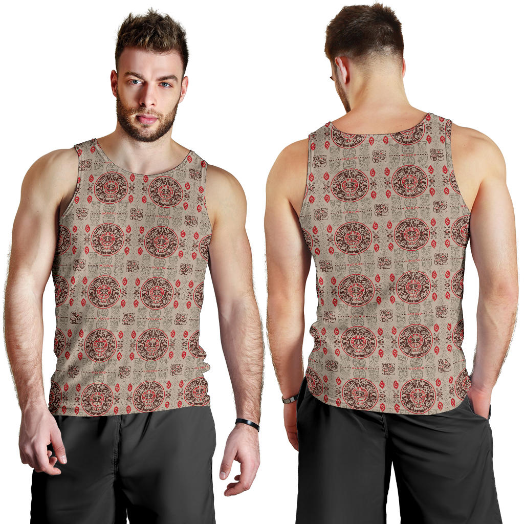 Calendar Aztec Print Pattern Men Tank Top