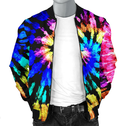 Tie Dye Rainbow Design Print Men Bomber Jacket
